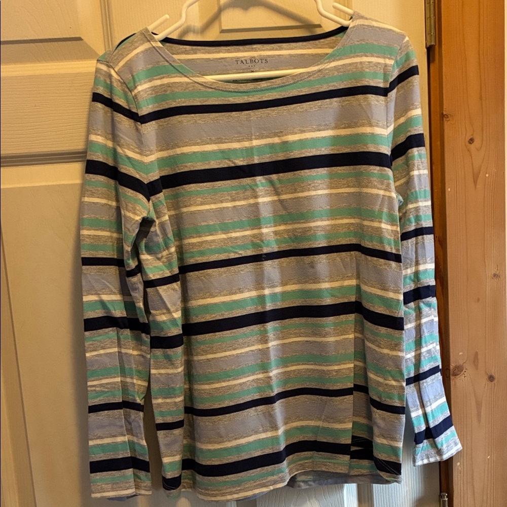 Talbots Multicolor Striped Long Sleeve Top